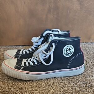 P.F. Flyers Navy and White High-Top Sneakers